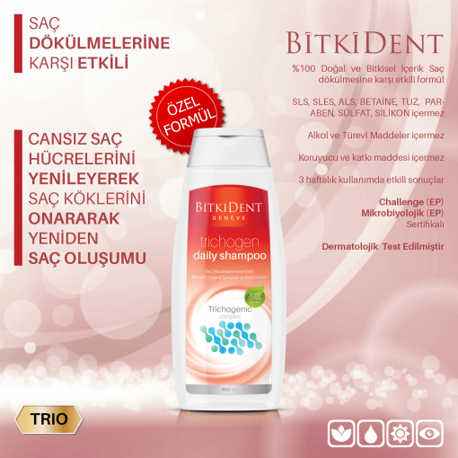 BitkiDent Trichogen Saç Dökülmelerine Karşı Şampuan - Görsel 2